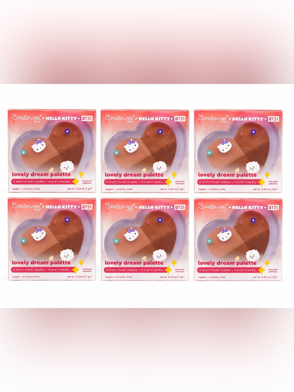 💖Bundle of 6 The Crème Shop x Hello Kitty BT21 Lovely Dream Palettes BNIB